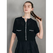 コエル(COEL)のバイカラー半袖ニットカーディガン