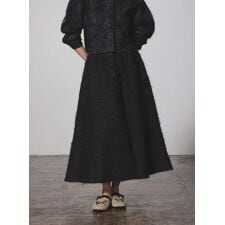 フロントボタンレースニットスカート