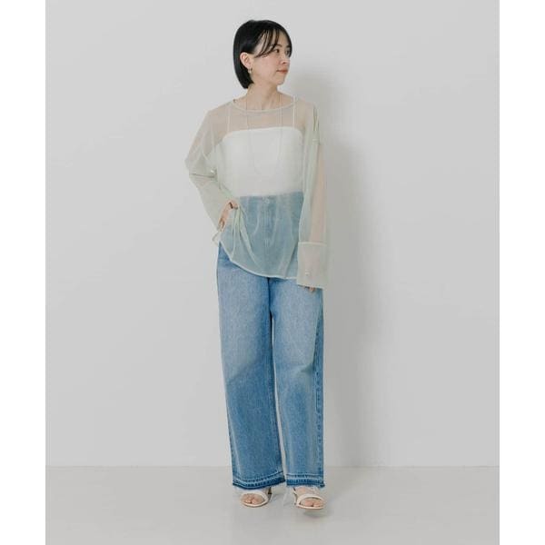 ナインアール　リトルシアートップス　新品 rienda | スラッシュロゴシアートップス (Tシャツ・カットソー(長袖