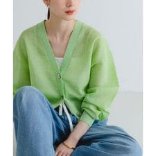 new basic　リネン混スポンディッシュニットカーディガン