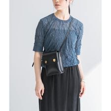 new basic　リネン混ワッシャーハーフスリーブニット