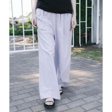 new basic　インドコットンサッカーストライプパンツ