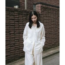 new basic　インドコットンサッカーストライプシャツ