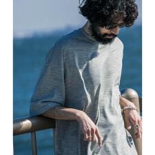 new basic　ウォッシャブルメリノウールショートスリーブTシャツ