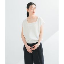 リネンコットンVネックニットベスト