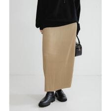 サテンプリーツストレートラインスカート