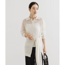 ヘアリーポロ衿付きニット