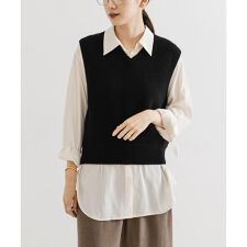 ウールカシミヤVネックニットベスト