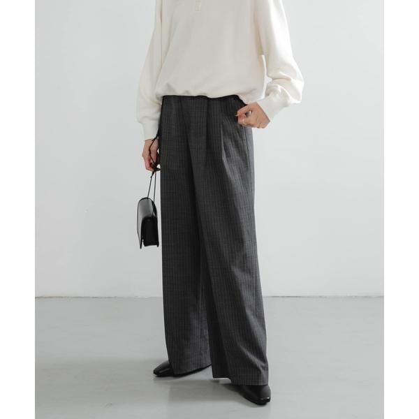 3サイズ展開』『イージーケア』 ウール混タックギャザーストレートパ