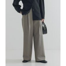 ウールブレンドチェックワイドパンツ