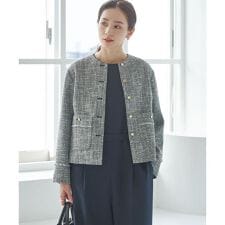 ノーカラーツイードジャケット
