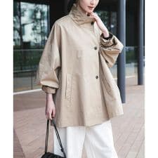 スタンドカラーミドル丈トレンチコート