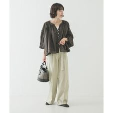 『3サイズ展開』ベルト付きタックワイドチノパンツ