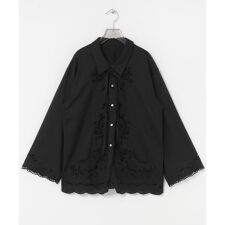 カットワーク刺繍シャツ