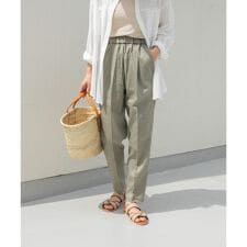 リネン混テーパードイージーパンツ