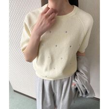 ラメドット刺繍ニット