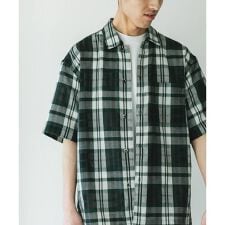 カラミ織ショートスリーブチェックシャツ