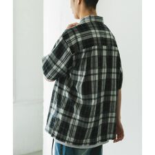 カラミ織ショートスリーブチェックシャツ