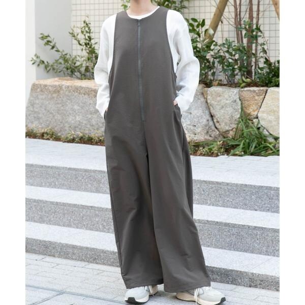 ホワイト オールインワン サイドファスナー each alchemist サロペット オーバーオール サイドライン