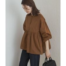 コットンツイル2WAYギャザーブラウス
