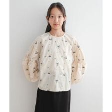 『WEB/一部店舗限定』フラワー刺繍袖ボリュームブラウス(KIDS)