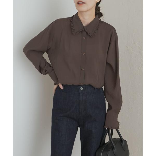 新品タグ付き　かぐれ　ワッシャーフリルブラウス　アーバンリサーチドアーズ かぐれ ブラウス シャツ コットンリネンワッシャーフリルブラウス