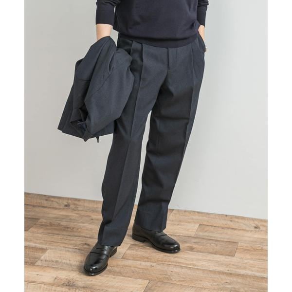 【NAVY】LIFE STYLE TAILOR ピンヘッドツイルストレッチ2タックパンツ LIFE STYLE TAILOR ピンヘッドツイルストレッチ2タックパンツ