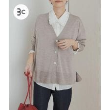 ウォッシャブルウールVネックワイドカーディガン