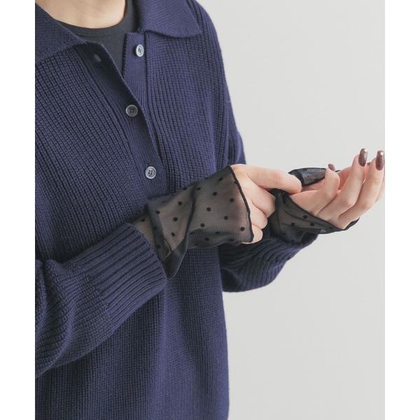 袖ドット柄切替ロングスリーブTシャツ