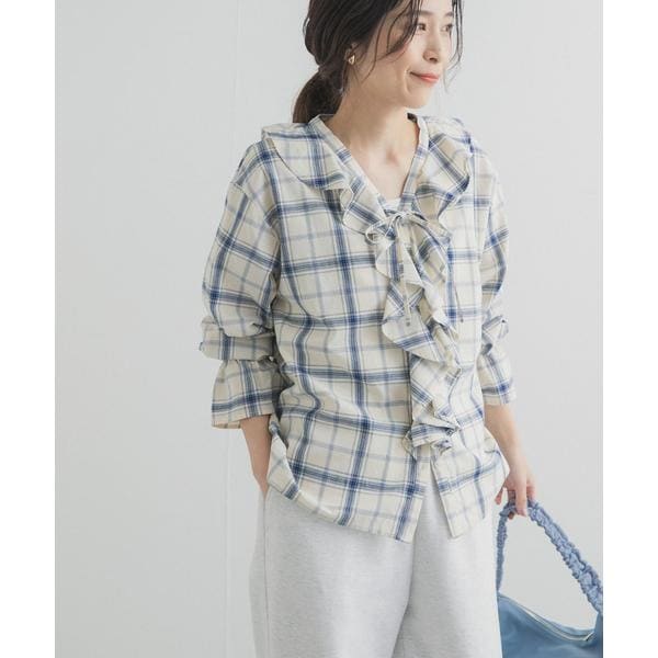 アーバンリサーチ☆DOORS リネンチェックブラウス GLEN CHECK URBAN 