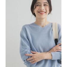 コットン畦Vネックニット