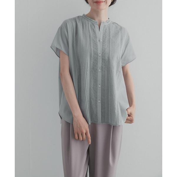 新品◎アーバンリサーチドアーズ◎コットンレース切替ブラウス//BLUE GRAY コットンレース切替ブラウス | アーバンリサーチ ドアーズ(URBAN