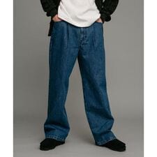 タックワイドデニムパンツ