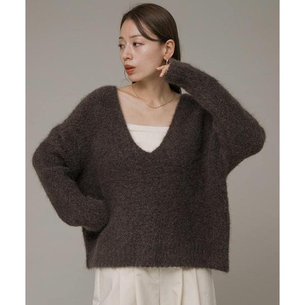 【美品】 ジャーナルスタンダード ストレッチニットV ネックプルオーバー JOURNAL STANDARD relume（ジャーナルスタンダード レリューム