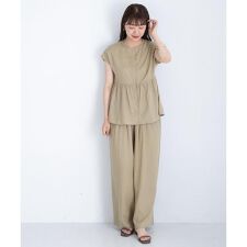 『WEB/一部店舗限定』リネン混ペプラムセットアップ