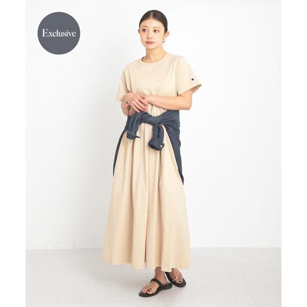 『別注』Champion×Sonny Label　ギャザーワンピース　ベージュ 別注』Champion×Sonny Label ギャザーワンピース | アーバンリサーチ