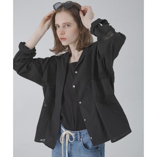 極美品　GIVENCHY ブラック レース シャツ　ジャケット　ブルゾン ブロッキングレースコットンシャツジャケット | アーバンリサーチ