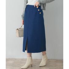 ボタンデザインタイトスリットスカート