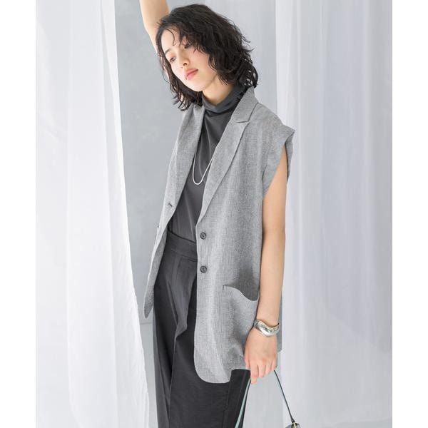 新品未使用　コットンリネンノーカラージレ　ホワイト　アーバンリサーチ セール】コットンリネンノーカラージレ（ベスト）｜URBAN RESEARCH