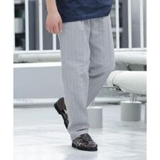 『WEB限定』綿麻ストライプリラックステーパードパンツ