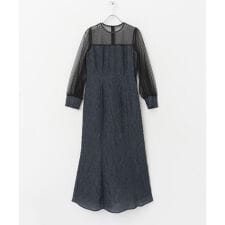 kaene　エンボスフラワードットミックスドレス