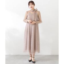 kaene　ラメチュールレイヤードレースドレス