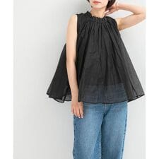 MARILYN MOON　sheer cotton gather blouse