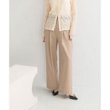 ウール混防シワハイウエストワイドスラックス