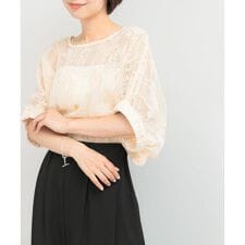 TORRAZZO DONNA　Botanical pattern spangle blouse