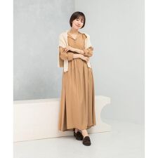 キュプラ混フィブリルギャザーワンピース