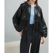 MARILYN MOON　eco leather pleats jacket