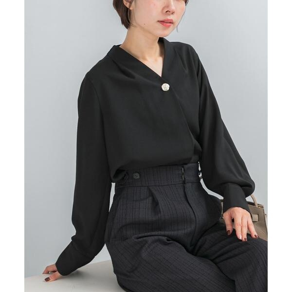 ストライプフラワー 前ボタンVネックブラウス | イエナ(IENA