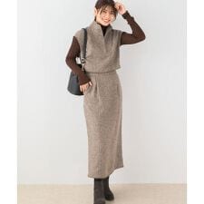 アーバンリサーチ ロッソ(URBAN RESEARCH ROSSO)のF by ROSSO　ツイードハーフZIPプルオーバー+スカート