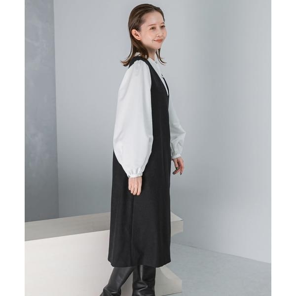 WEB/一部店舗限定』フォルムシルエットVネックリブワンピース